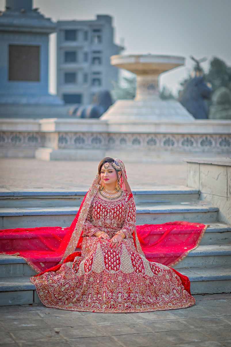 Hand-Embroidered Maroon Bridal Gharara